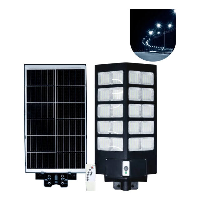 Luminaria Solar Publica Poste Rua Led 1000w Com Sensor Cor Preto