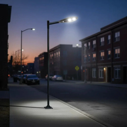 Poste de Aço 4m com Luminária Pública LED 100W Bivolt Branco-Frio
