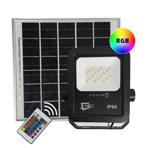 Refletor Solar 100w RGB Colorido LED SMD com Controle