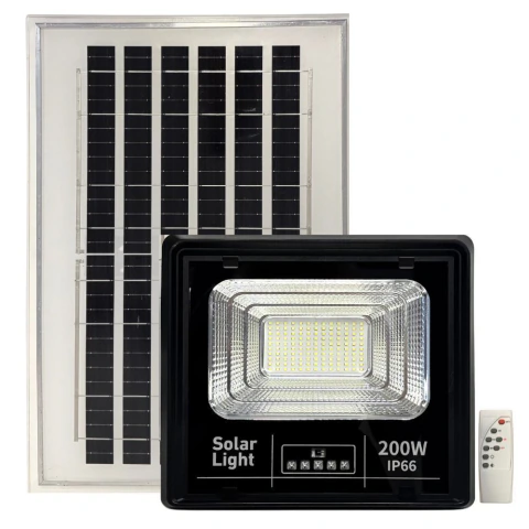 Refletor Solar 200w LED + Placa Solar SMD Holofote