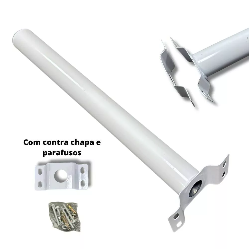 Suporte De Aco 46cm Branco Para Luminaria Publica Solar Led - foto 2